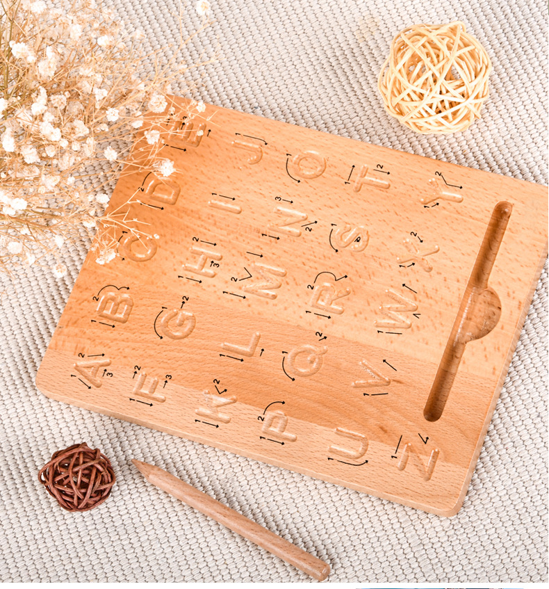 Beech Groove Writing Board Children's Montessori Teaching Aids Letter Writing Exercise Control Pen Description Practice Toys Cross-Border