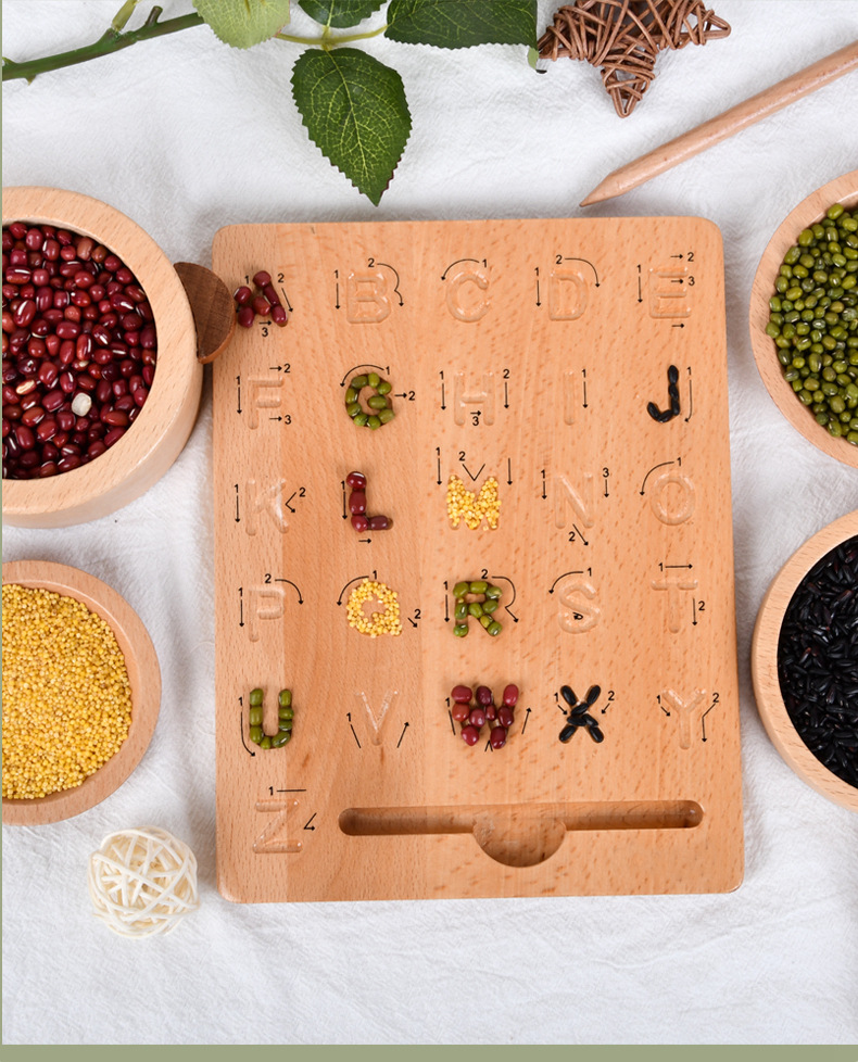 Beech Groove Writing Board Children's Montessori Teaching Aids Letter Writing Exercise Control Pen Description Practice Toys Cross-Border