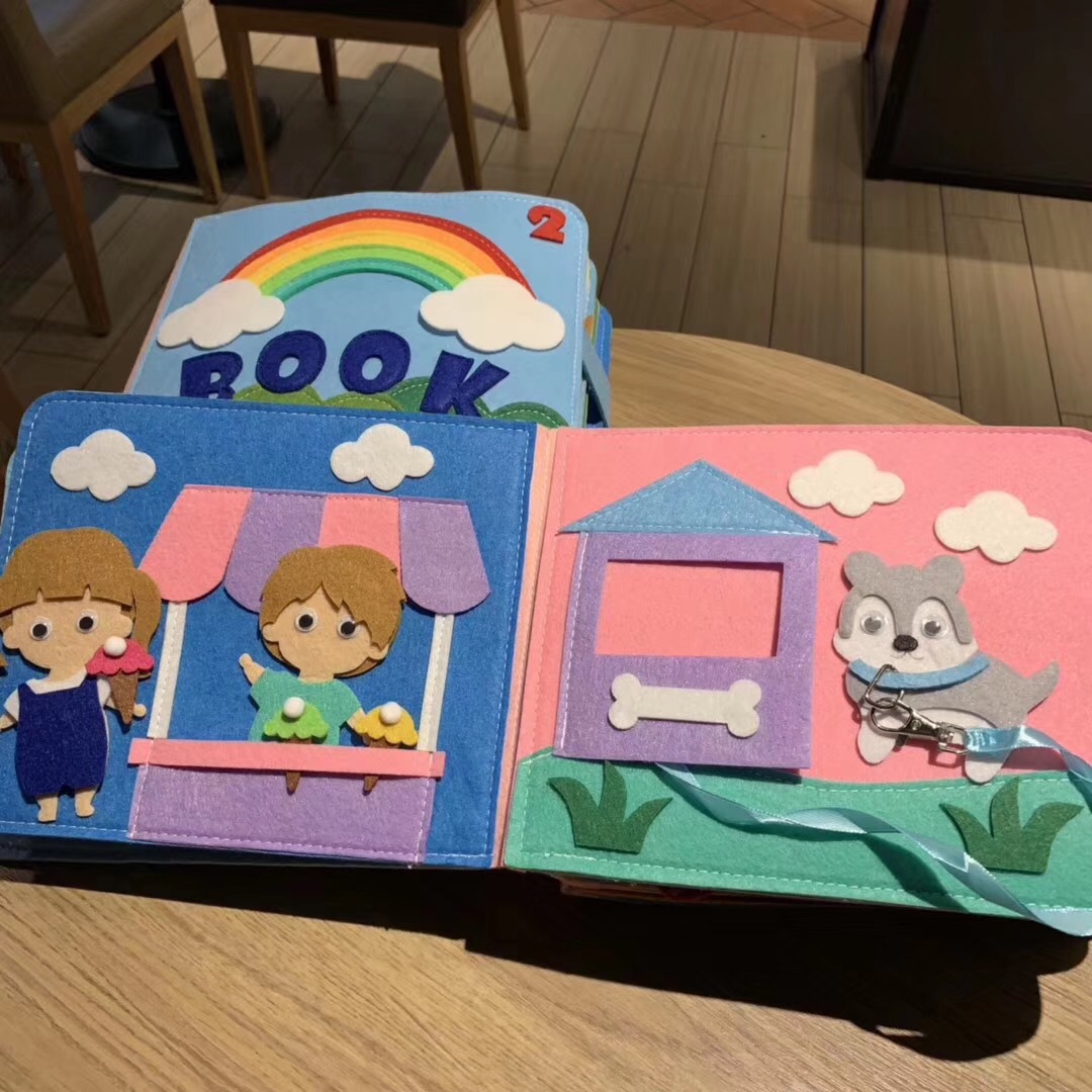 Monterey Shuttle Felt Baby Cloth Book Non-Woven Early Education Toys Teaching Aids Felt Cloth Book Infant Busy Board
