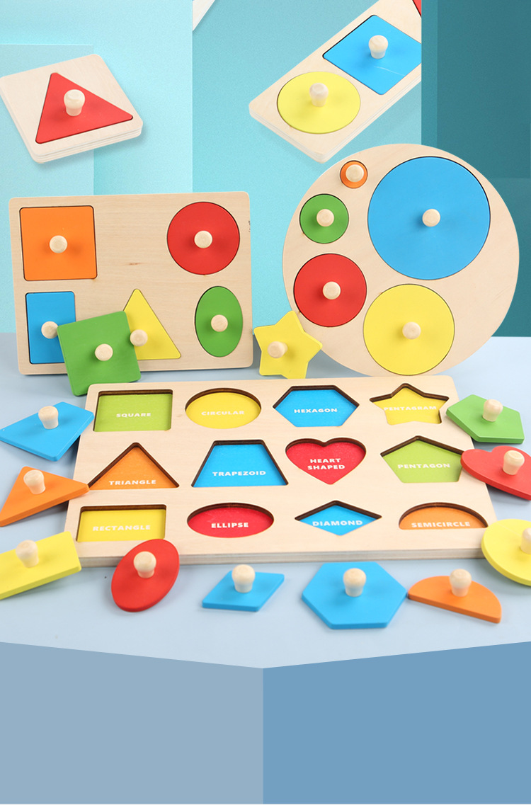 Wooden Montessori Teaching Aids Geometric Shape Panel Shape Matching Grab Board Toys