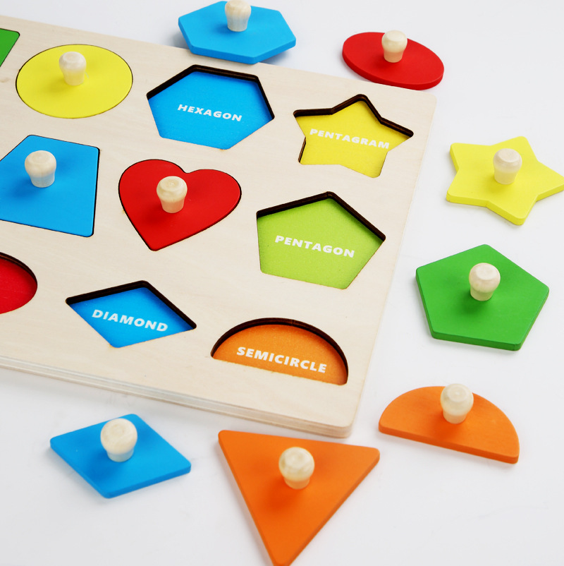 Wooden Montessori Teaching Aids Geometric Shape Panel Shape Matching Grab Board Toys