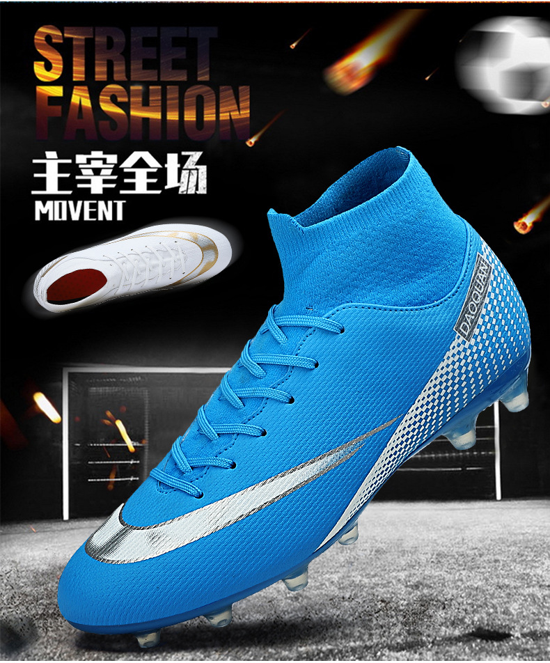 Cross-Border Soccer Shoes High-Top TF Broken Nail Artificial Lawn Skin Foot Boys and Girls AG Spike Competition Student Training Shoes Cross-Border Soccer Shoes High-Top TF Broken Nail Artificial Lawn Skin Foot Boys and Girls AG Spike Competition Student Training Shoes