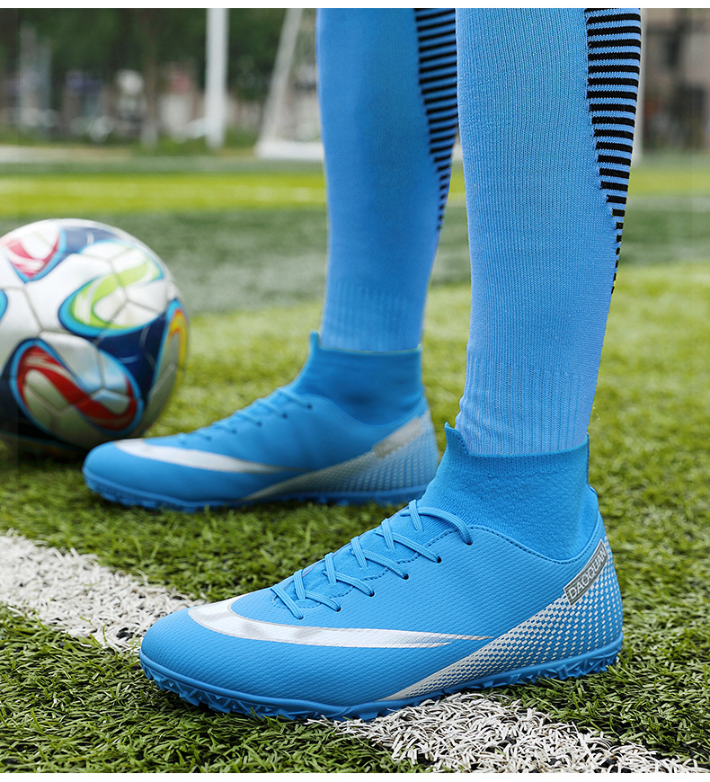 Cross-Border Soccer Shoes High-Top TF Broken Nail Artificial Lawn Skin Foot Boys and Girls AG Spike Competition Student Training Shoes Cross-Border Soccer Shoes High-Top TF Broken Nail Artificial Lawn Skin Foot Boys and Girls AG Spike Competition Student Training Shoes