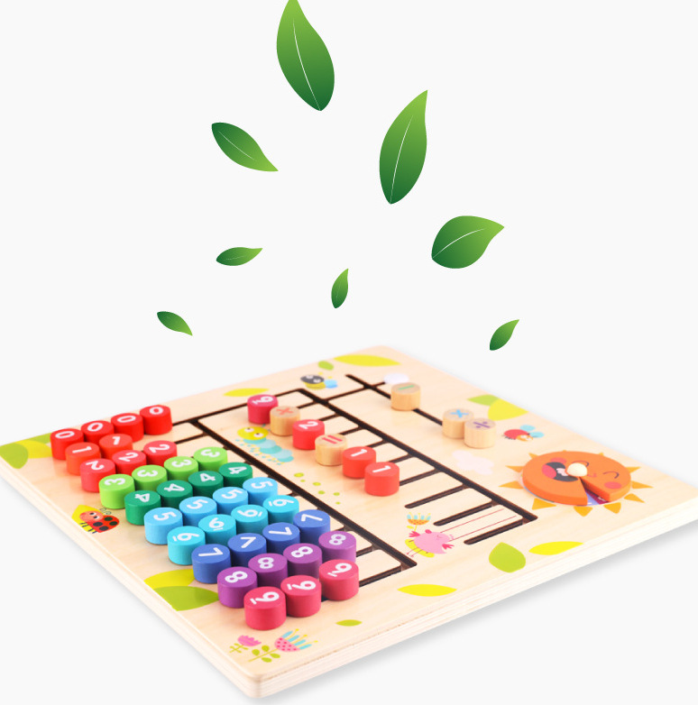 Wooden Color Hand Shifting Learning and Transportation Arithmetic Board Elementary School Students Addition and Subtraction Operation Teaching Aids Find Position Maze Cognitive Board Toys