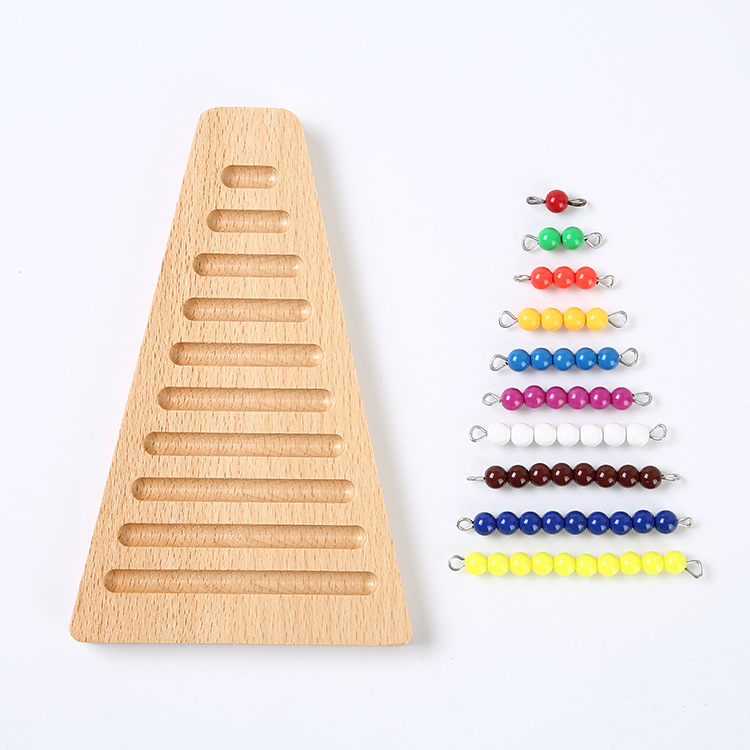 Colored Beaded Step Board Teaching Aids Mathematical Calculation Wooden Toys Montessori Colored Beaded Step Board