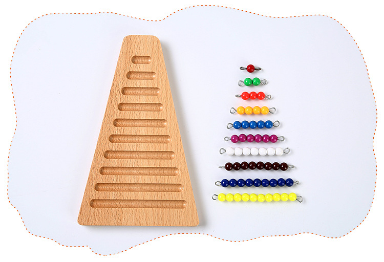 Colored Beaded Step Board Teaching Aids Mathematical Calculation Wooden Toys Montessori Colored Beaded Step Board