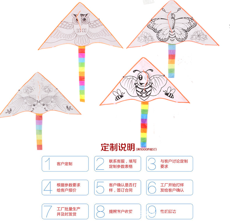 Weifang Children's Painting Kite Handmade DIY Teaching Blank Kite Full Set of Line Board Paint 42 Patterns Mixed Hair