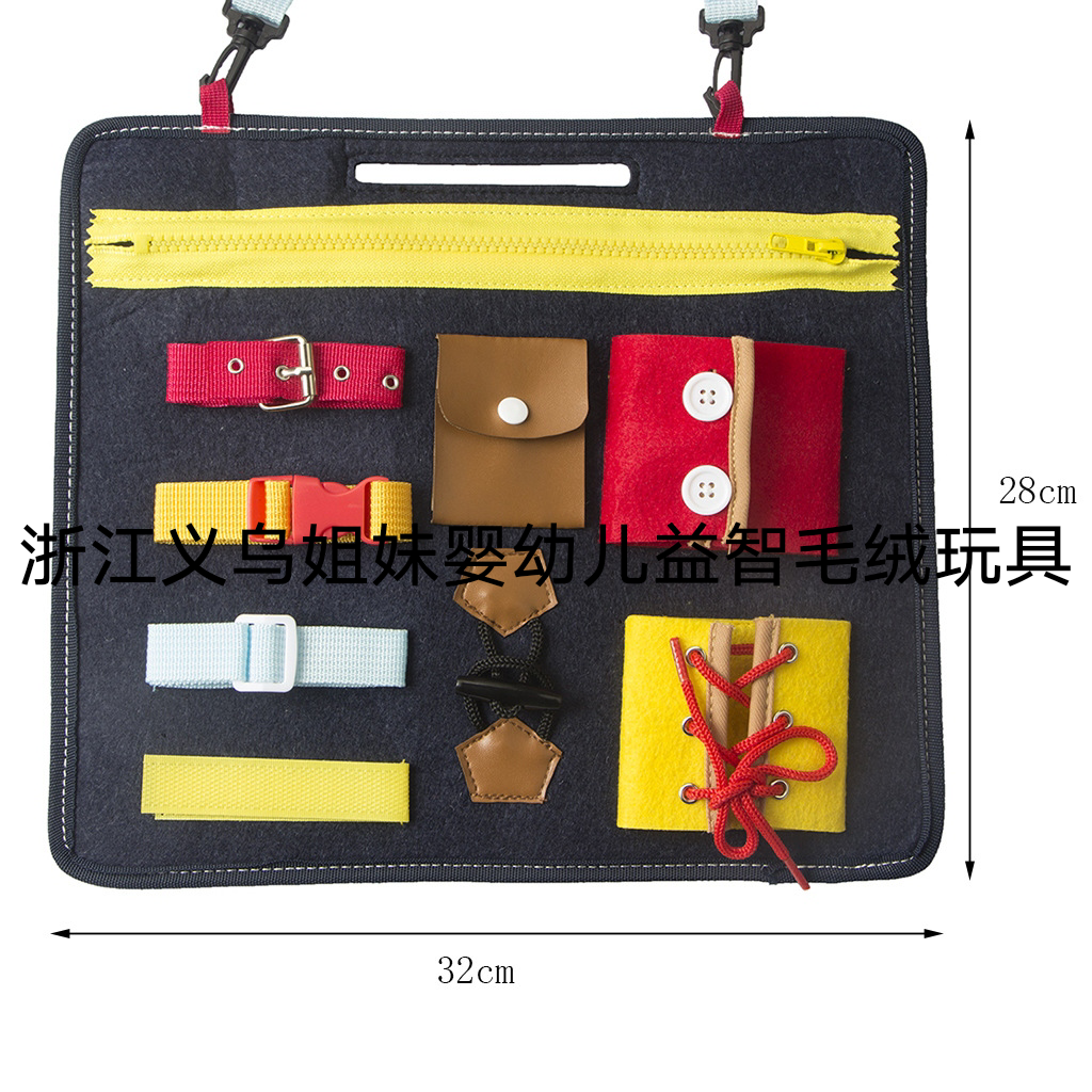 New Baby Learning Dressing Release Buckle Zipper Learning Board Montessori Felt Busy Board Toy Children Early Teaching Props
