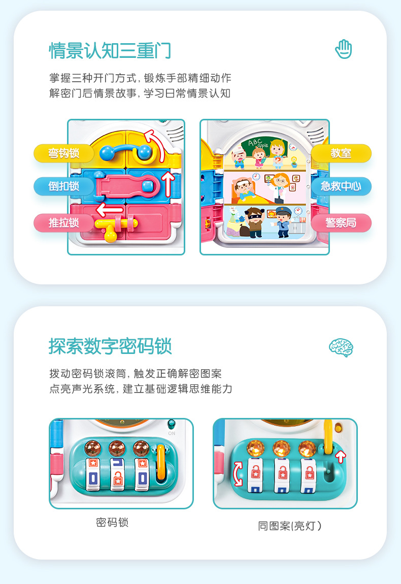 Aobei Early Education Teaching Aids Children 1-3 Years Old Baby Children Education Busy Board Unlocking Toys Children Montessori Early Education