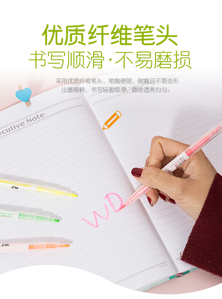Fluorescent Pen Small Double-Headed Marking Pen Color Light Candy Color Flash Pen Fluorescent Marker 6 Color Rough Stroke Key