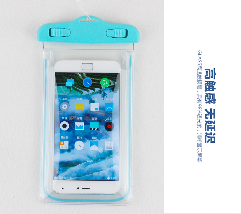 Luminous shiny PVC mobile phone waterproof bag waterproof beach bag in stock Luminous shiny PVC mobile phone waterproof bag waterproof beach bag in stock