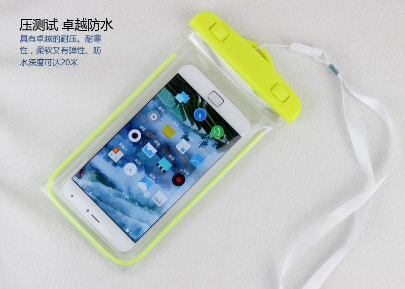 Luminous shiny PVC mobile phone waterproof bag waterproof beach bag in stock Luminous shiny PVC mobile phone waterproof bag waterproof beach bag in stock