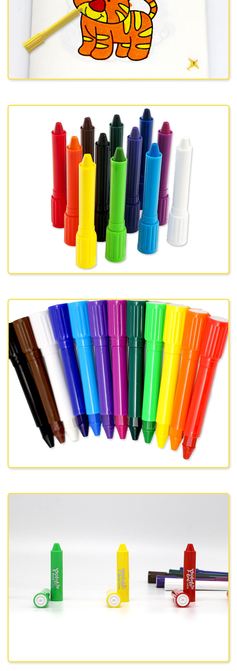 SOURCE C12 Color Magic Marker Pen Rotating Brush Silky Wax Crayon Oil Pastels Children's Painting Stick Washable SOURCE C12 Color Magic Marker Pen Rotating Brush Silky Wax Crayon Oil Pastels Children's Painting Stick Washable