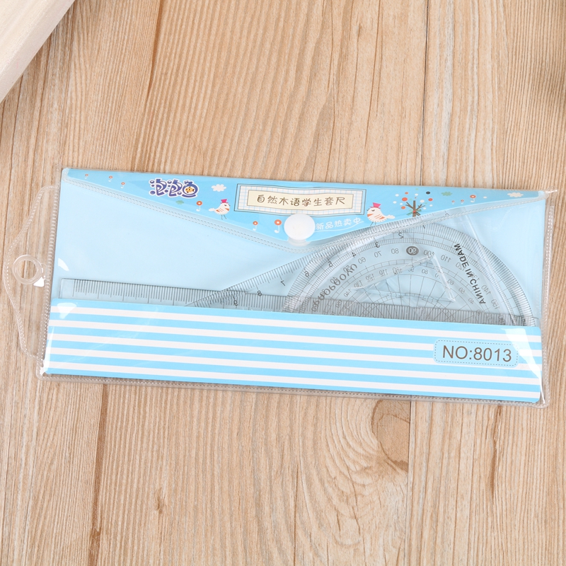 Plastic stationery ruler triangle protractor ruler students set ruler