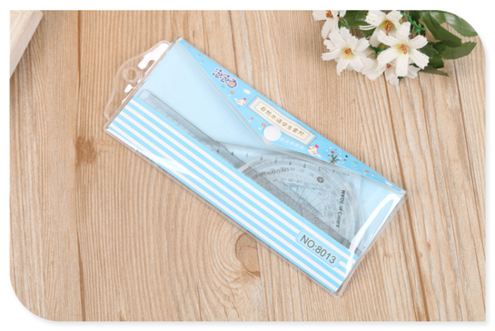 Plastic stationery ruler triangle protractor ruler students set ruler