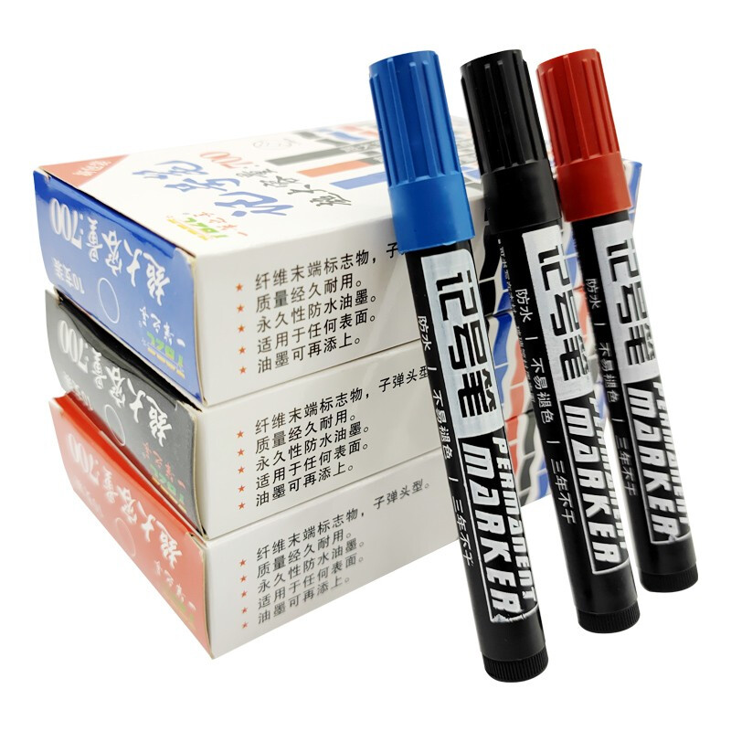 One Stroke Length Marking Pen Large Capacity Marker Pen Oily Waterproof Marker Signature Pen Poster Pen 10 PCs/Box