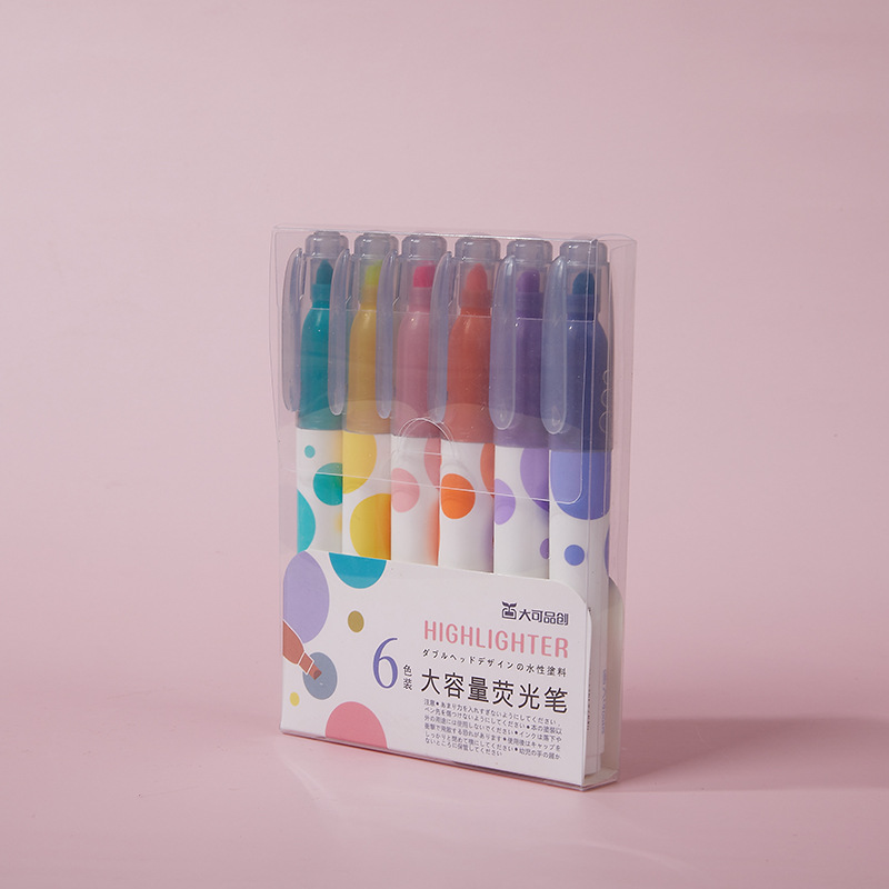 Dake Pinchuang Color Fluorescent Pen Eye Protection Large Capacity Wholesale Key Marker Scribing 6 Colors Oblique Head Journal Pen
