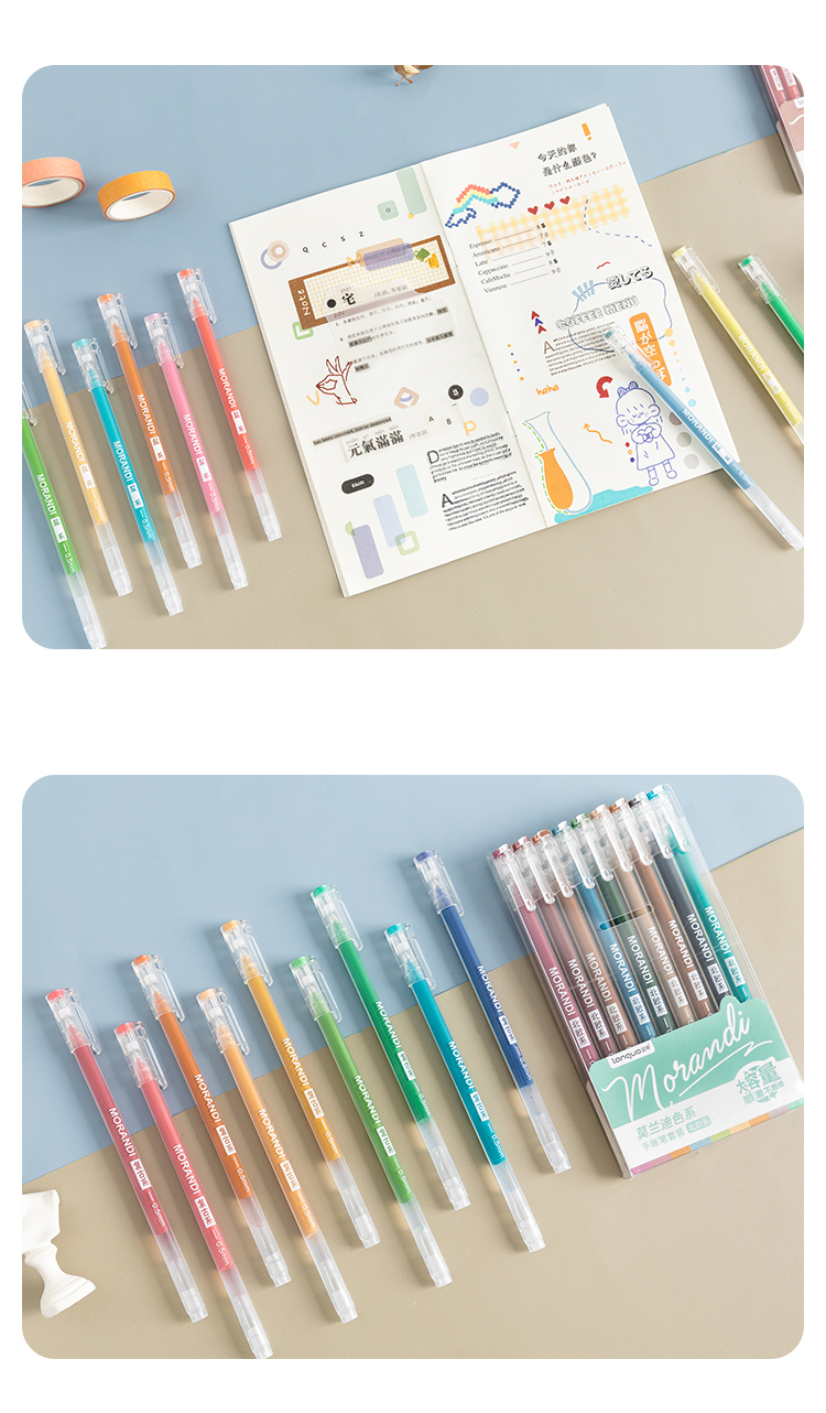 Color Notebook Pen Set Morandi Color Matching Water-Based Paint Pen Highlight Marker Full Needle Tube 0.5mm Gel Pen Color Notebook Pen Set Morandi Color Matching Water-Based Paint Pen Highlight Marker Full Needle Tube 0.5mm Gel Pen