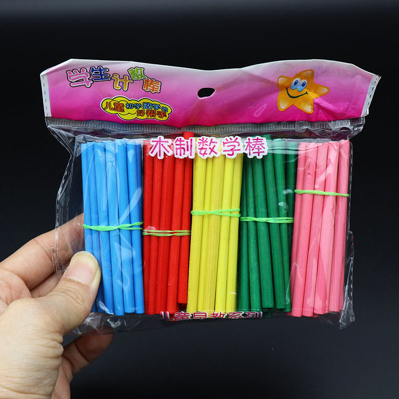 Kindergarten Children Montessori Solid Bold Counting Sticks Color Wooden Abacus Toy Mathematics Addition and Subtraction Teaching Aids Thin Stick
