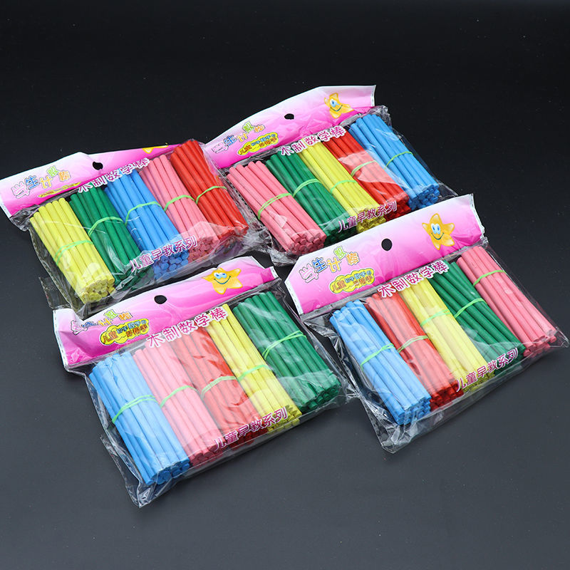 Kindergarten Children Montessori Solid Bold Counting Sticks Color Wooden Abacus Toy Mathematics Addition and Subtraction Teaching Aids Thin Stick