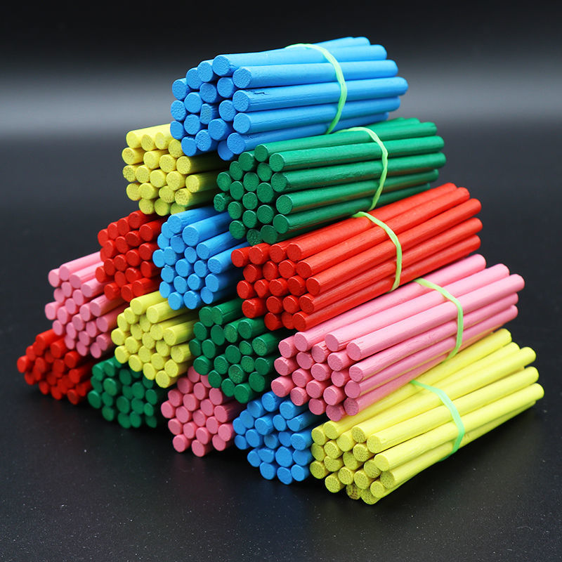 Kindergarten Children Montessori Solid Bold Counting Sticks Color Wooden Abacus Toy Mathematics Addition and Subtraction Teaching Aids Thin Stick