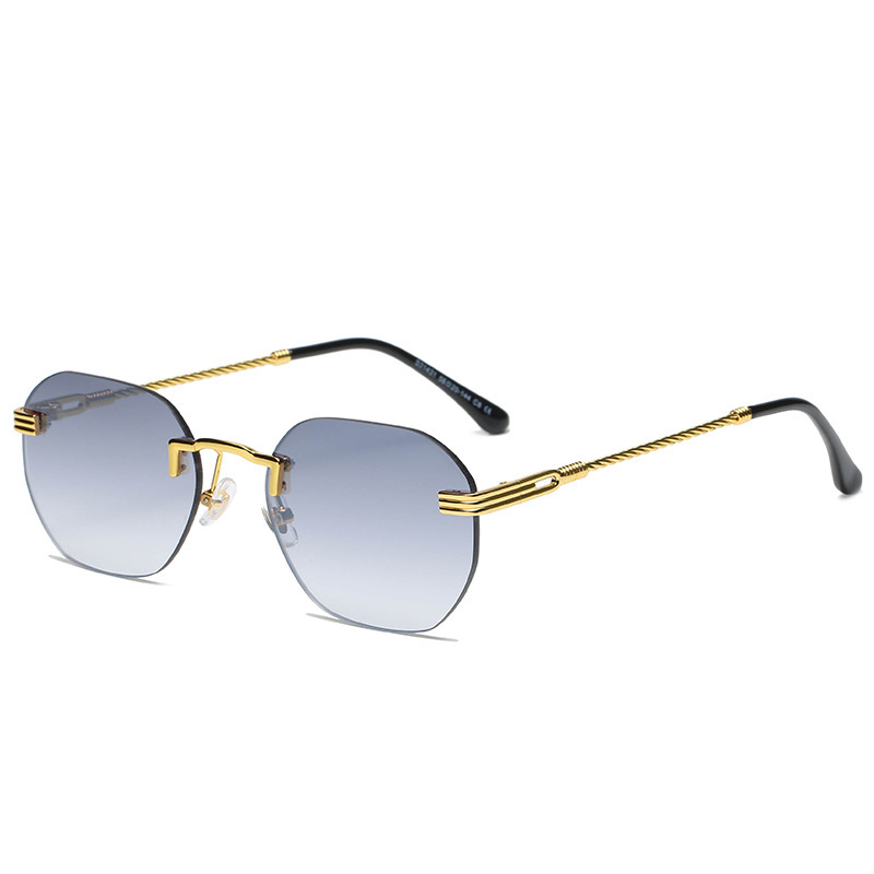 Fashionable Hexagonal Polarized Sunglasses Men and Women Retro Metal Frame Sun Shade Sunglasses