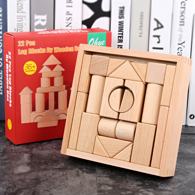 Children&#039;s Early Education Wooden Toys Building Blocks Wood Color Large Particles Montessori Teaching Aids Baby 3-6 Years Old Assembled Wholesale