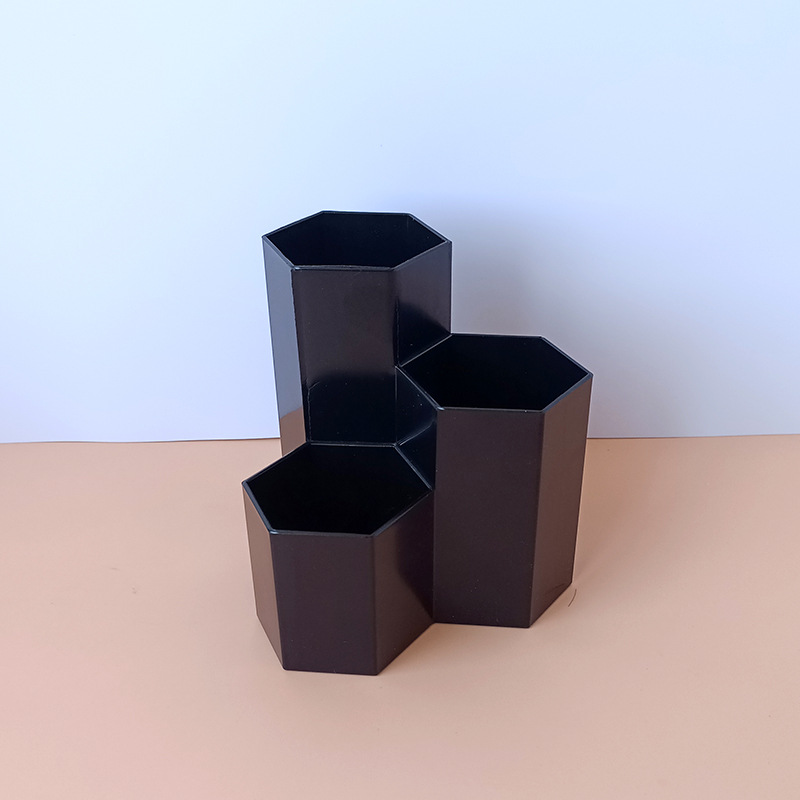 Dormitory Office Stationery Desktop Storage Fantastic Ins Simple Hexagonal Creative Pen Holder Storage Box for Students Pencil Case