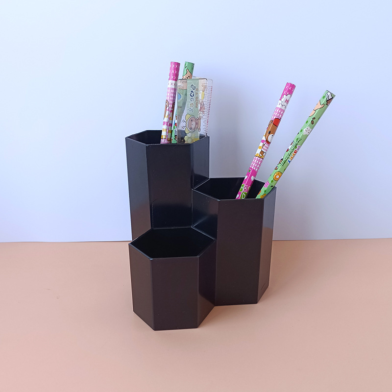 Dormitory Office Stationery Desktop Storage Fantastic Ins Simple Hexagonal Creative Pen Holder Storage Box for Students Pencil Case