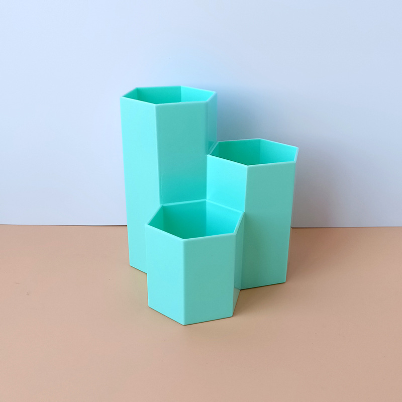 Dormitory Office Stationery Desktop Storage Fantastic Ins Simple Hexagonal Creative Pen Holder Storage Box for Students Pencil Case