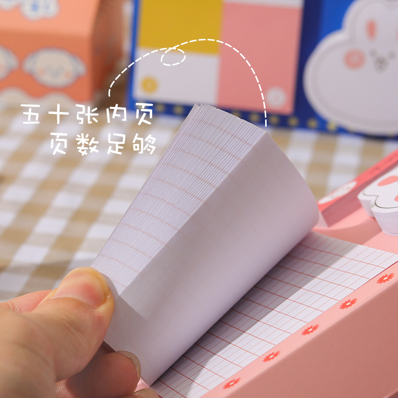 Yilan Creative Desktop Sticky Notes Office Cartoon Tearable Message Sticker Vertical Notepad Student Note Sticker Set
