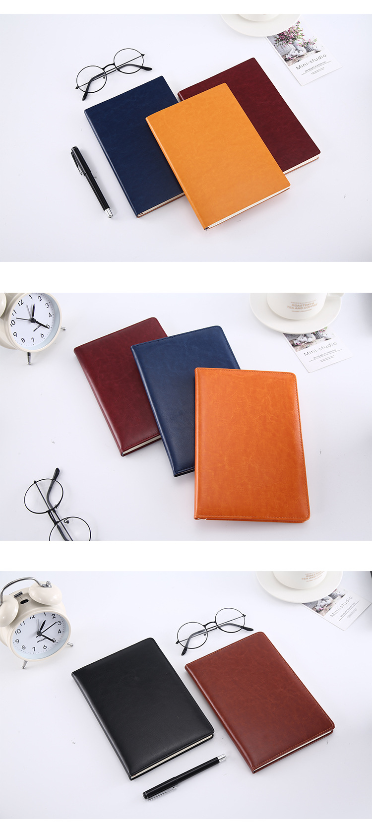 A5 Notepad B5 Business Notebook Custom Soft Leather Journal Book Gift Set Custom Logo Notebook
