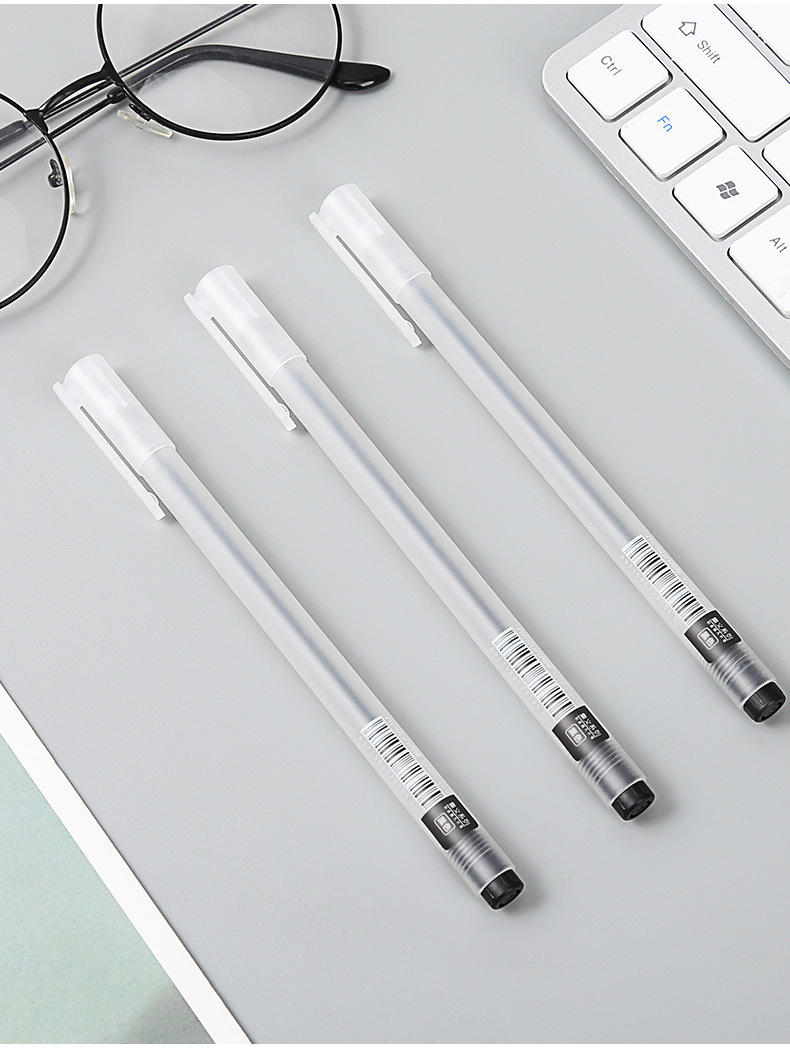 Set Simple Muji Style Gel Pen Full Needle Tube 0.5mm Black Student Ball Pen Study Stationery