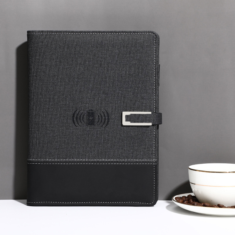 A5 Loose-Leaf Power Bank Notebook Wireless Charging Business High-End Notepad with U Disk Charging Book Logo