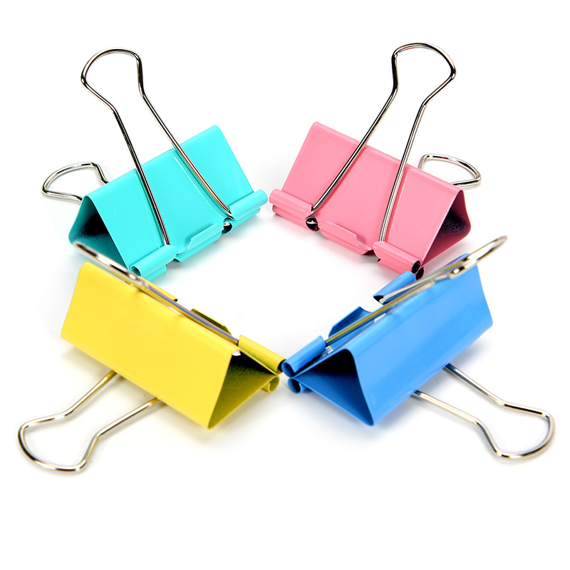 Huajie Factory Direct Sales Binder Clip Metal Small Ticket Clip Colorful Long Tail Clip Rear Clip Binder Clip Office Supplies
