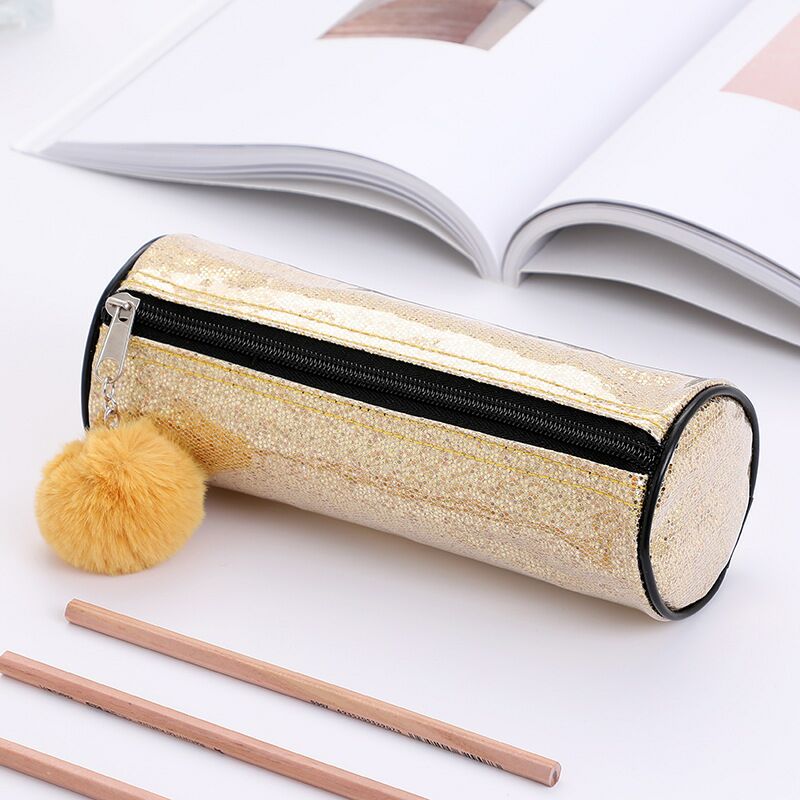 Stock new hair ball pen bag student sequin makeup lady children's sequin pen bag