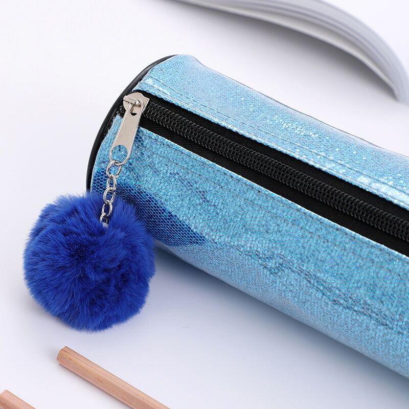Stock new hair ball pen bag student sequin makeup lady children's sequin pen bag