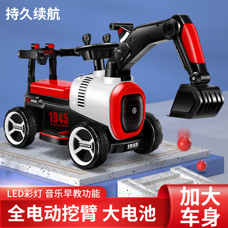 Children&#039;s Electric Excavator Toy Car Can Sit on the Large Number Baby Engineering Car Hook Machine Boys and Girls Charging Excavator
