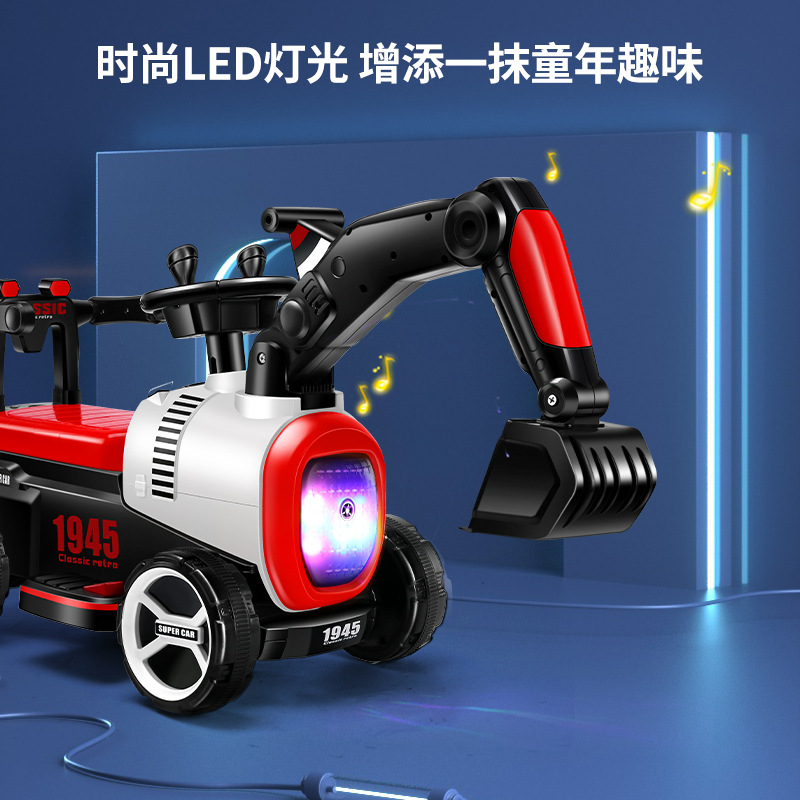 Children&#039;s Electric Excavator Toy Car Can Sit on the Large Number Baby Engineering Car Hook Machine Boys and Girls Charging Excavator