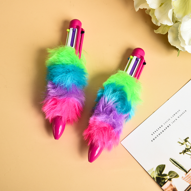 color fur ball-point pen 6 color refill