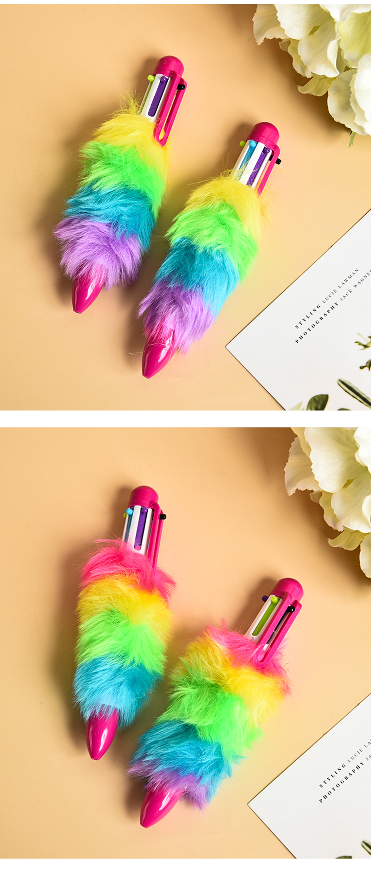 color fur ball-point pen 6 color refill