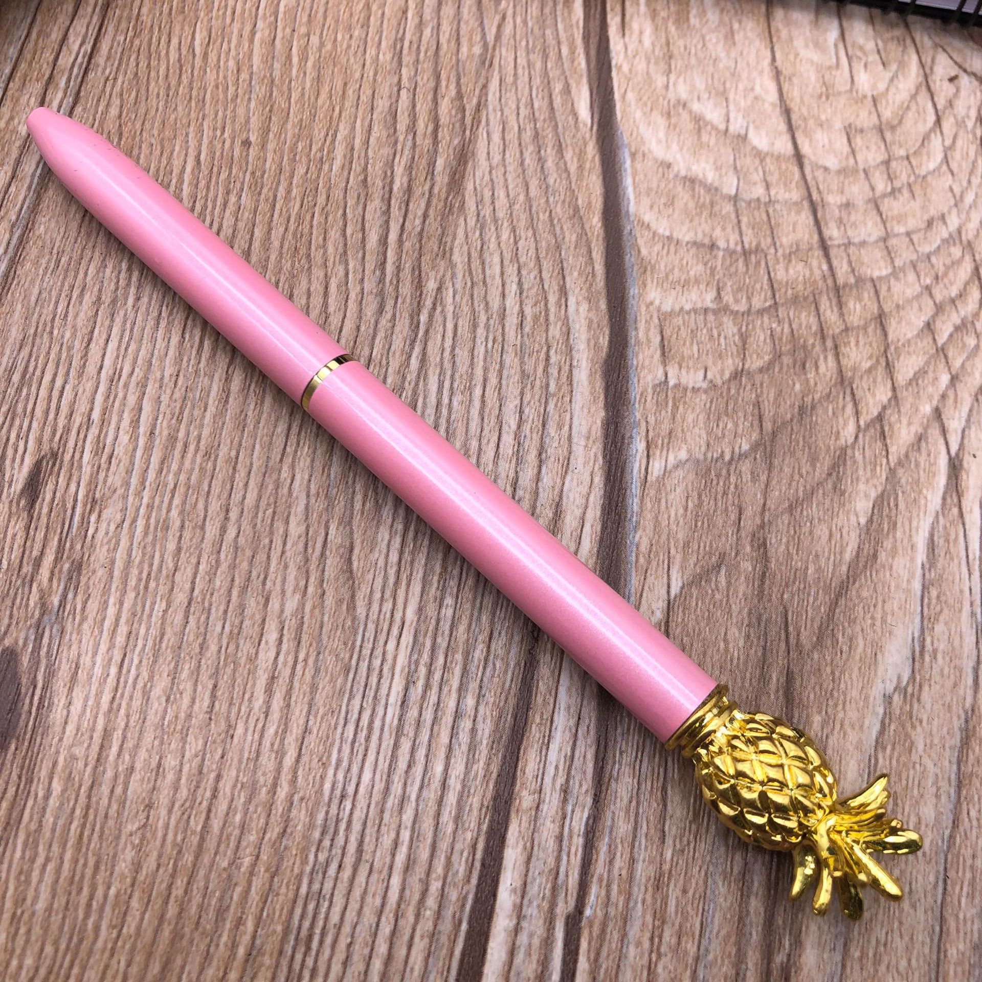 Cross-Border Supply Factory Wholesale Pineapple Pen Metal Ball Point Pen Rotary Gift Advertising Marker Spot Customizable Logo