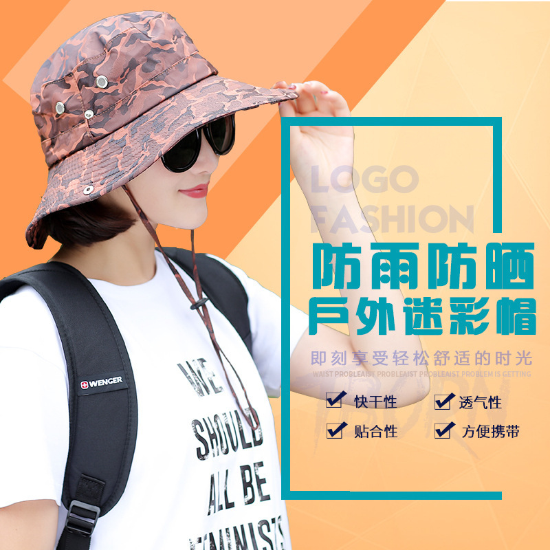 Summer outside Fishing Alpine Cap UV Protection Sun Protection Sun Shade Wind Proof Rope Households Bucket Hat Men Camouflage Hat Spot