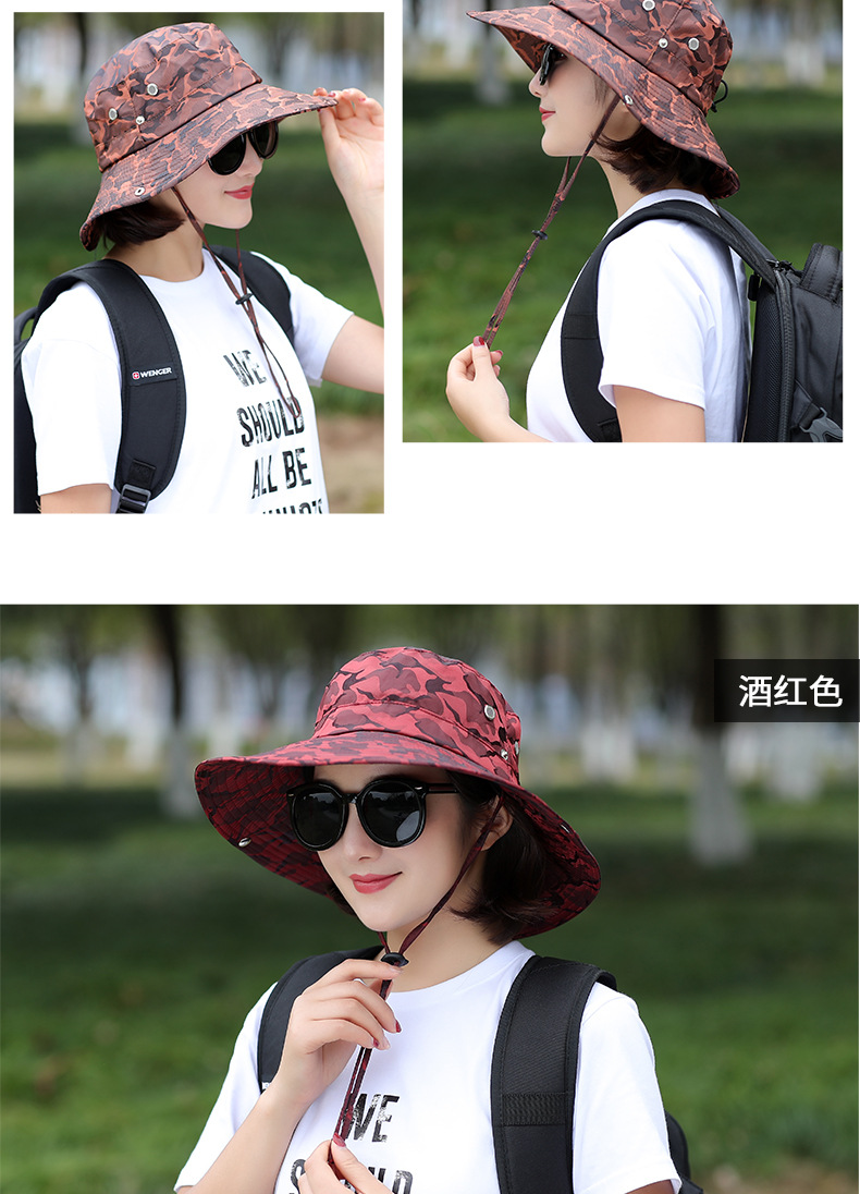 Summer outside Fishing Alpine Cap UV Protection Sun Protection Sun Shade Wind Proof Rope Households Bucket Hat Men Camouflage Hat Spot Summer outside Fishing Alpine Cap UV Protection Sun Protection Sun Shade Wind Proof Rope Households Bucket Hat Men Camouflage Hat Spot
