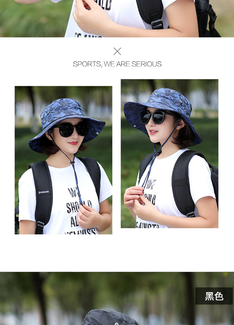 Summer outside Fishing Alpine Cap UV Protection Sun Protection Sun Shade Wind Proof Rope Households Bucket Hat Men Camouflage Hat Spot Summer outside Fishing Alpine Cap UV Protection Sun Protection Sun Shade Wind Proof Rope Households Bucket Hat Men Camouflage Hat Spot