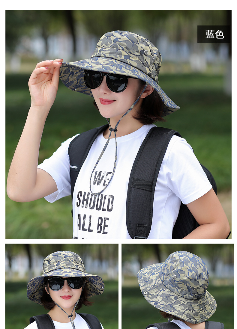 Summer outside Fishing Alpine Cap UV Protection Sun Protection Sun Shade Wind Proof Rope Households Bucket Hat Men Camouflage Hat Spot Summer outside Fishing Alpine Cap UV Protection Sun Protection Sun Shade Wind Proof Rope Households Bucket Hat Men Camouflage Hat Spot