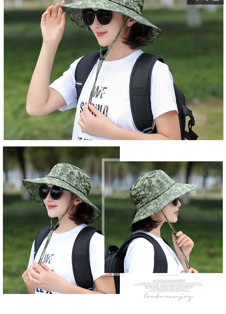 Summer outside Fishing Alpine Cap UV Protection Sun Protection Sun Shade Wind Proof Rope Households Bucket Hat Men Camouflage Hat Spot Summer outside Fishing Alpine Cap UV Protection Sun Protection Sun Shade Wind Proof Rope Households Bucket Hat Men Camouflage Hat Spot