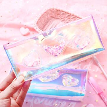 Laser Pen Bag Female Creative Personality Flash Sha Han Edition Fashion Junior high School students Simple Pen Bag