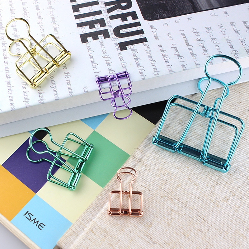 Currently Available Supply Creative Office Supplies Large, Medium and Small Size Metal Hollow Clip Colorful Long Tail Clip Retro Binder Clip