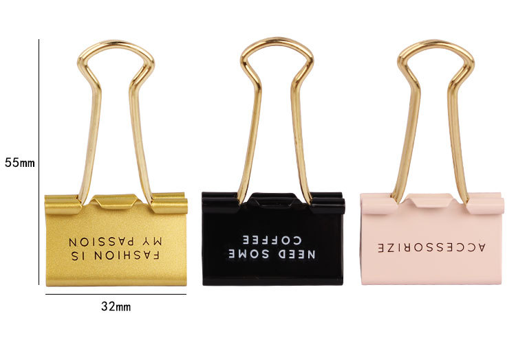 Currently Available Supply Creative Office Supplies Large, Medium and Small Size Metal Hollow Clip Colorful Long Tail Clip Retro Binder Clip